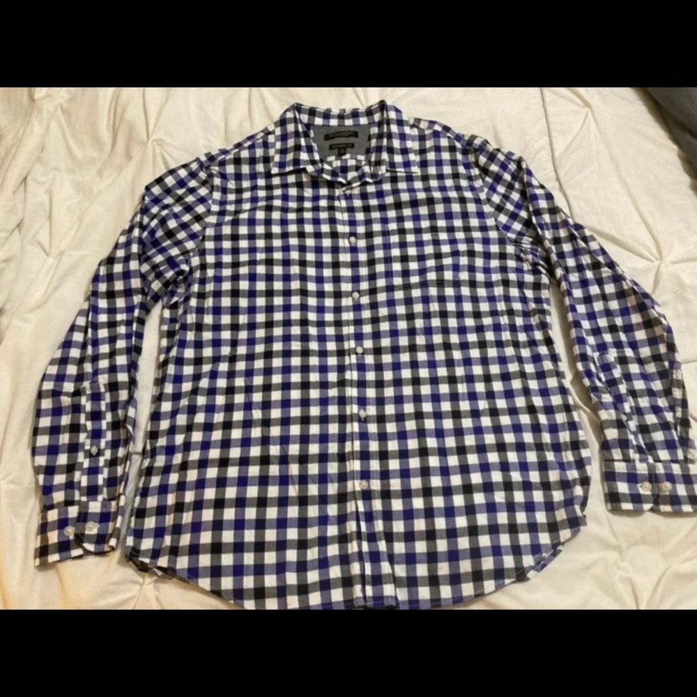 Banana Republic luxe flannel blue & black